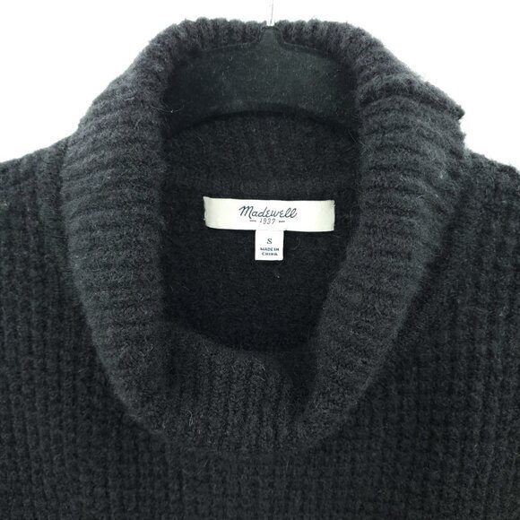 Madewell Merino Wool/Alpaca-Blend Waffle Knit Mock/Turtleneck Sweater S Black - Picture 6 of 15